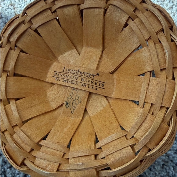 Set of Two Longaberger Baskets, Button Basket w/protector & Heritage Tea Basket